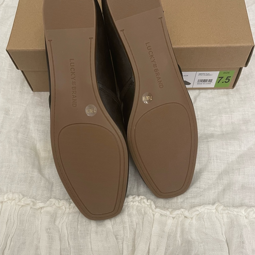 Lucky Brand Black Leather Round-Toe Ballet Flats - Picture 4 of 4